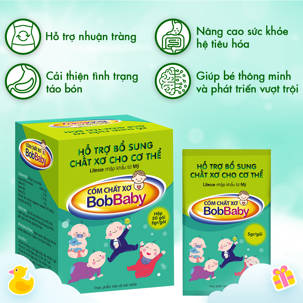 Cốm Chất Xơ Dân Khang BobBaby Hỗ Trợ Bổ Sung Chất Xơ Cho Bé Hộp 20 Gói x 5g