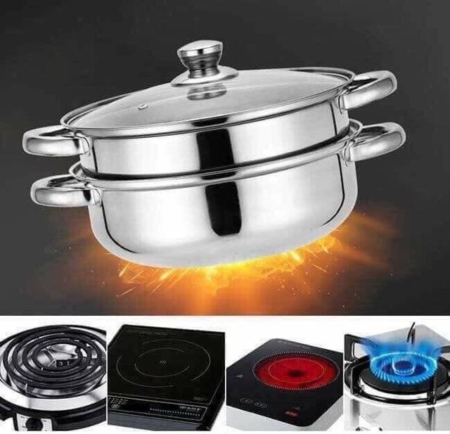 Xửng hấp 2 tầng inox sz 28cm tiện dụng