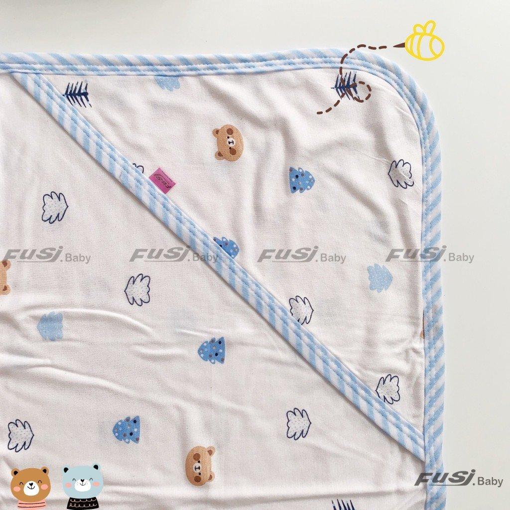 Ủ choàng sơ sinh 2 lớp chất cotton / petit họa tiết dễ thương cho bé