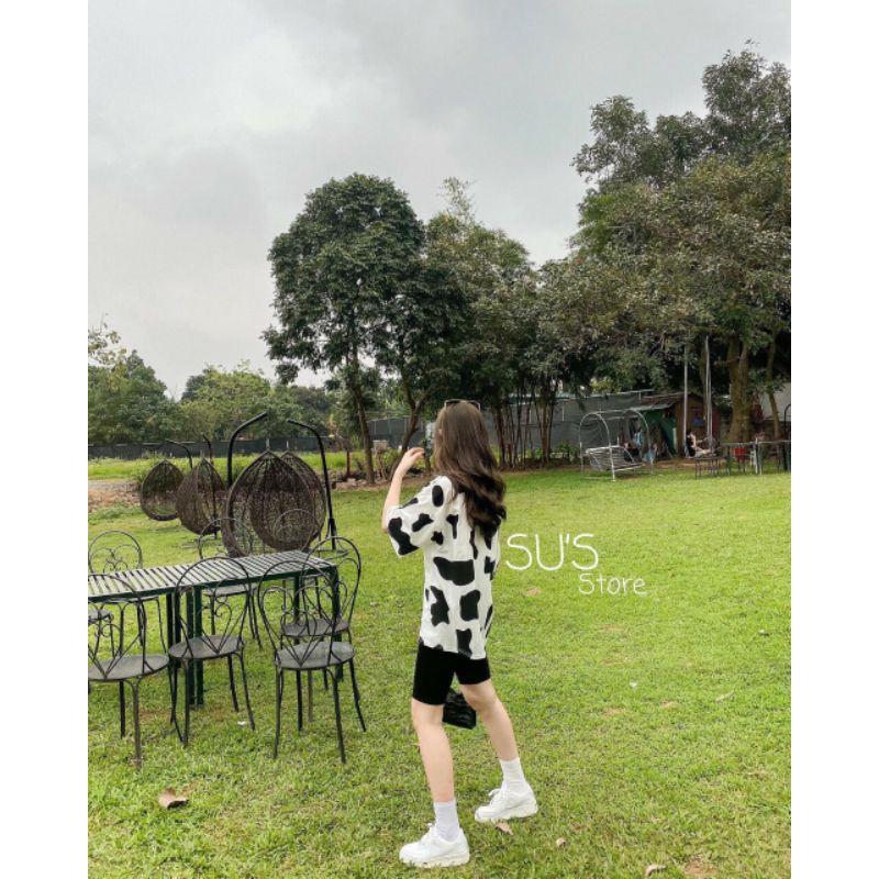 Áo thun loang bò sữa - Áo phông rộng Unisex HS