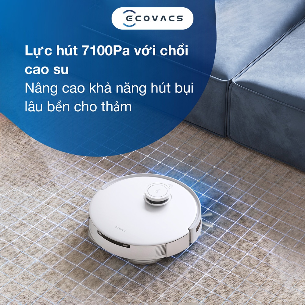 Robot Hút Bụi Lau Nhà Ecovacs T20e Omni 2024 - Bản Quốc Tế Tự Động Giặt Giẻ Sấy Nhiệt Nóng Lực Hút 7.100 Pa Diện Tích 250m2 Công Suất 55 W - Hàng Chính Hãng