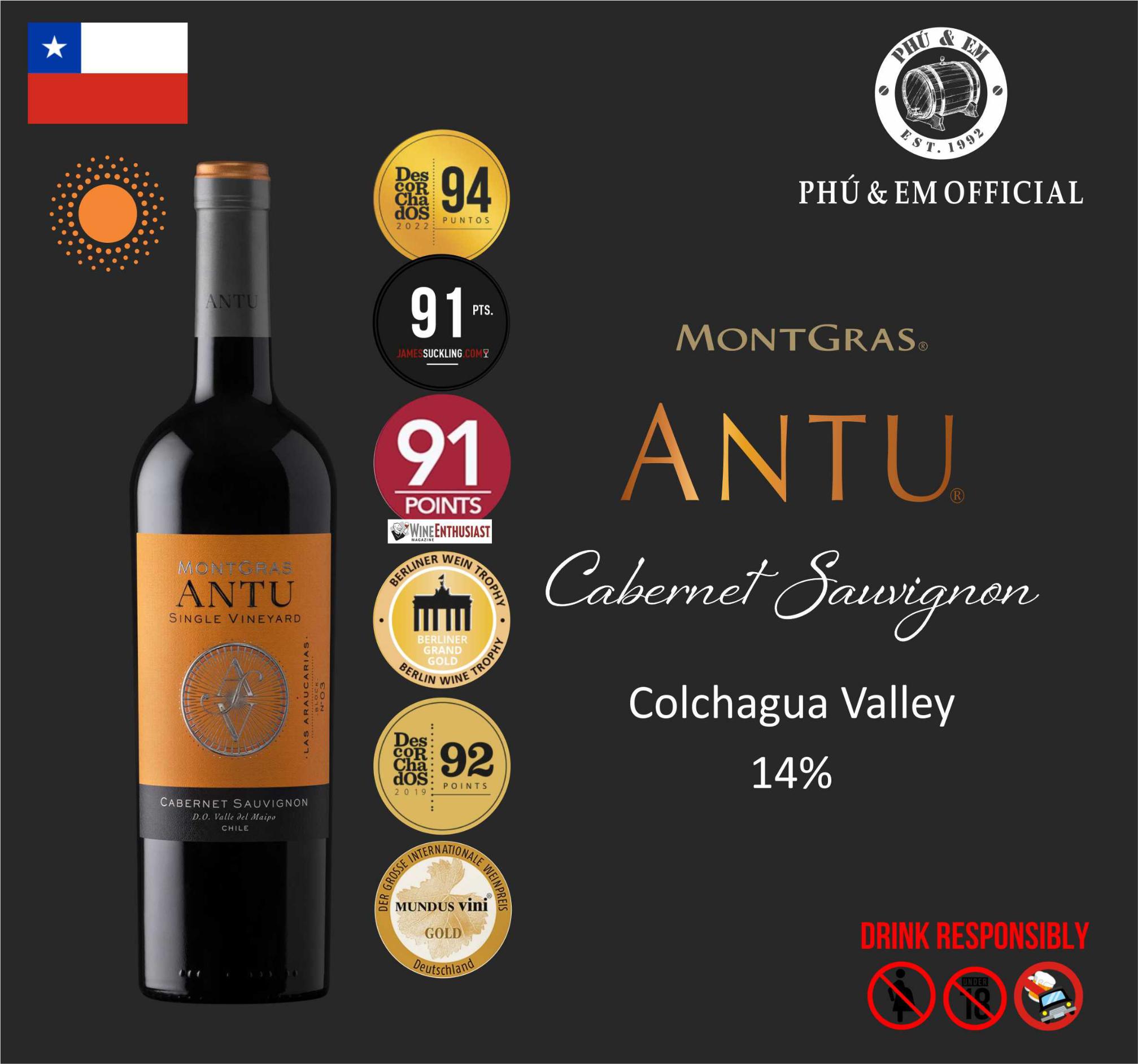 Rượu Vang Đỏ Chile MontGras Antu Cabernet Sauvignon