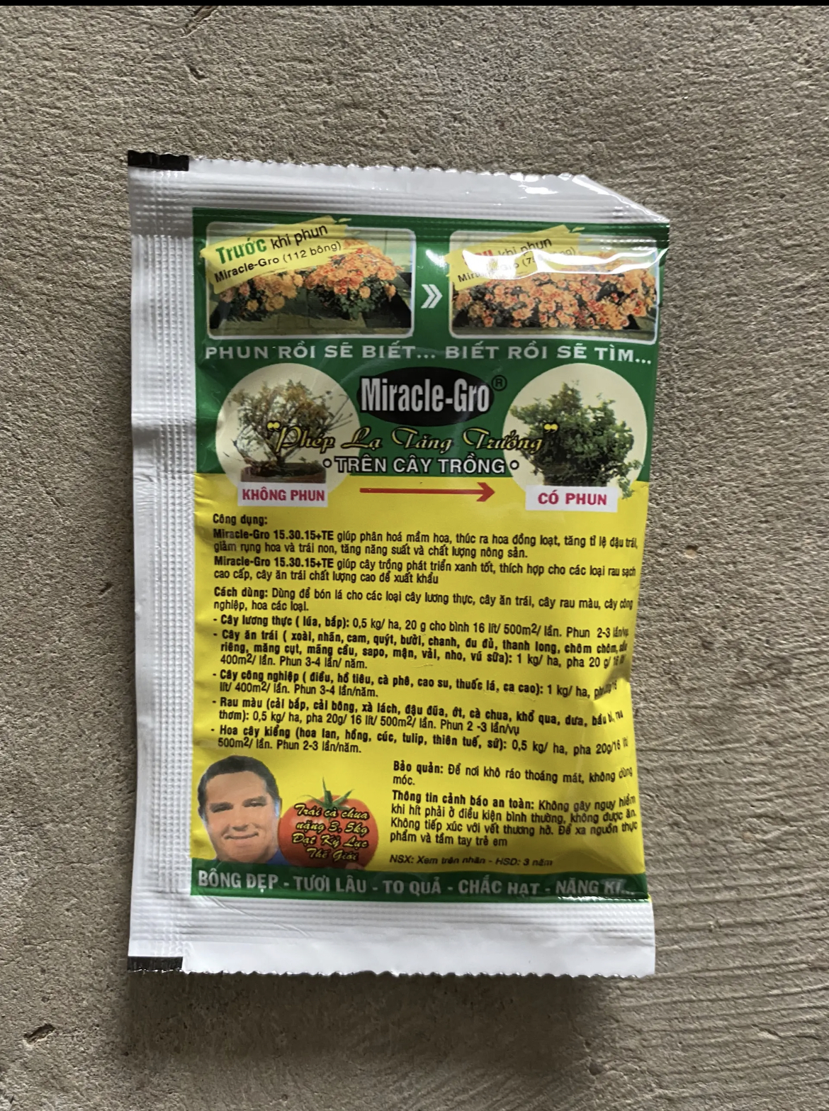 Miracle Gro 15-30-15+TE Phân bón lá kích ra hoa lan, hoa hồng, mai, đậu trái cao