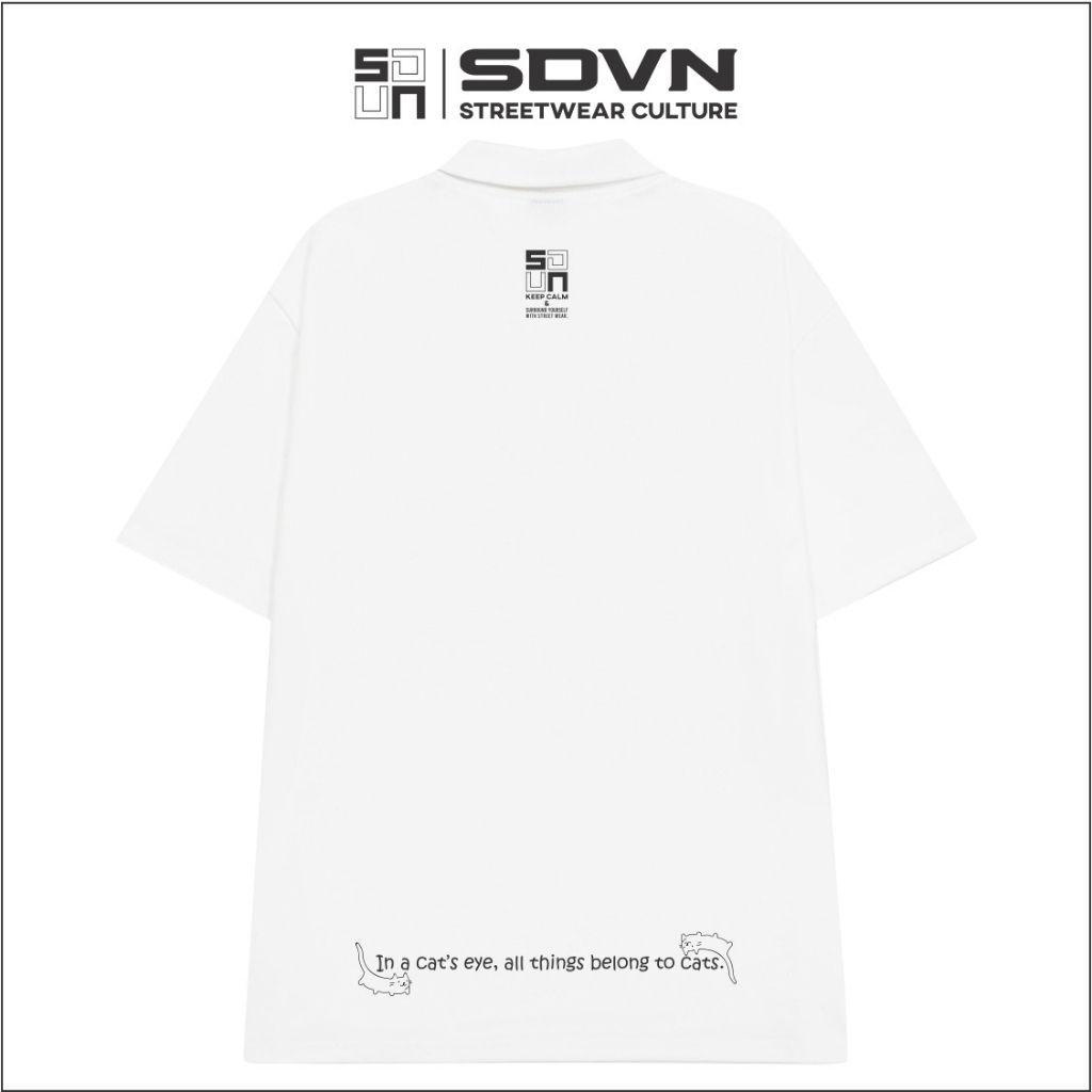 Áo Thun POLO Unisex Form Rộng - Brand Chính Hãng SDVN - CATS RULED