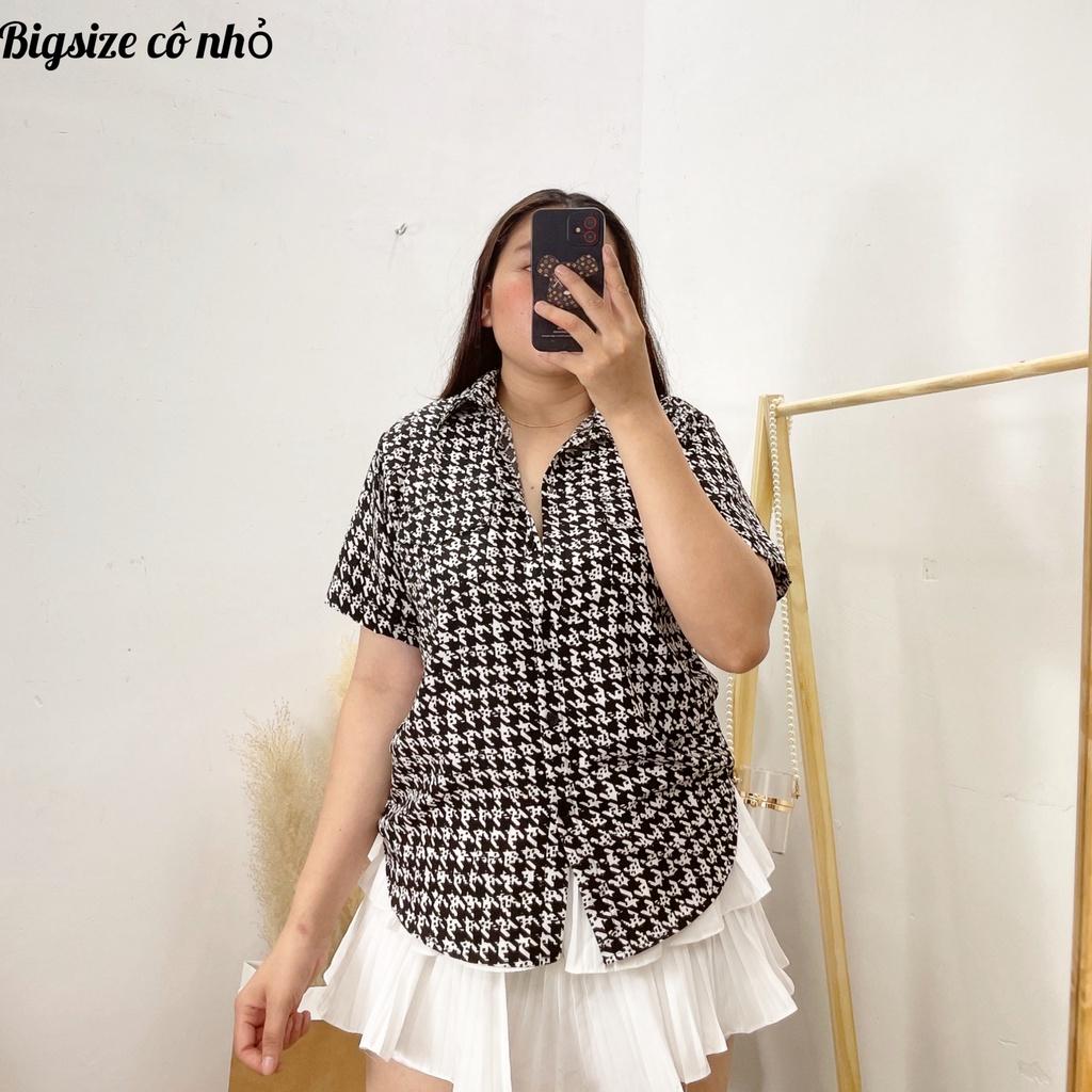 Áo sơ mi tay ngắn bigsize nữ có họa tiết zíc zắc chất lụa SMHT ZZ - Màu nâu