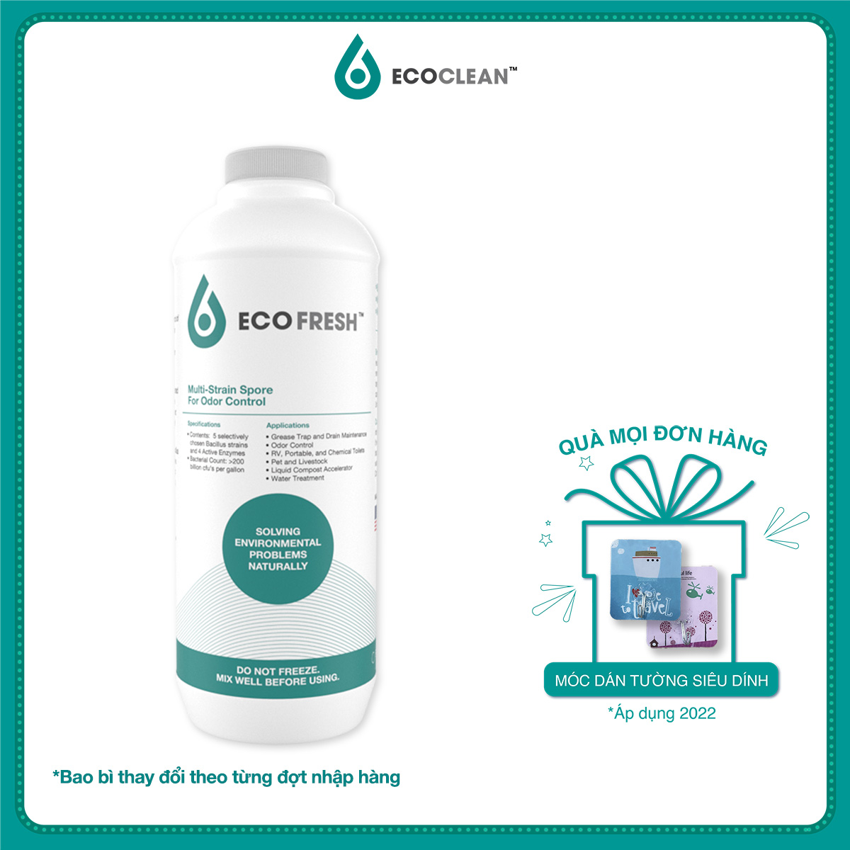 Vi Sinh Xử Lý Mùi Nhà Tắm, WC - EcoFresh - New USA - Hàng Chính Hãng