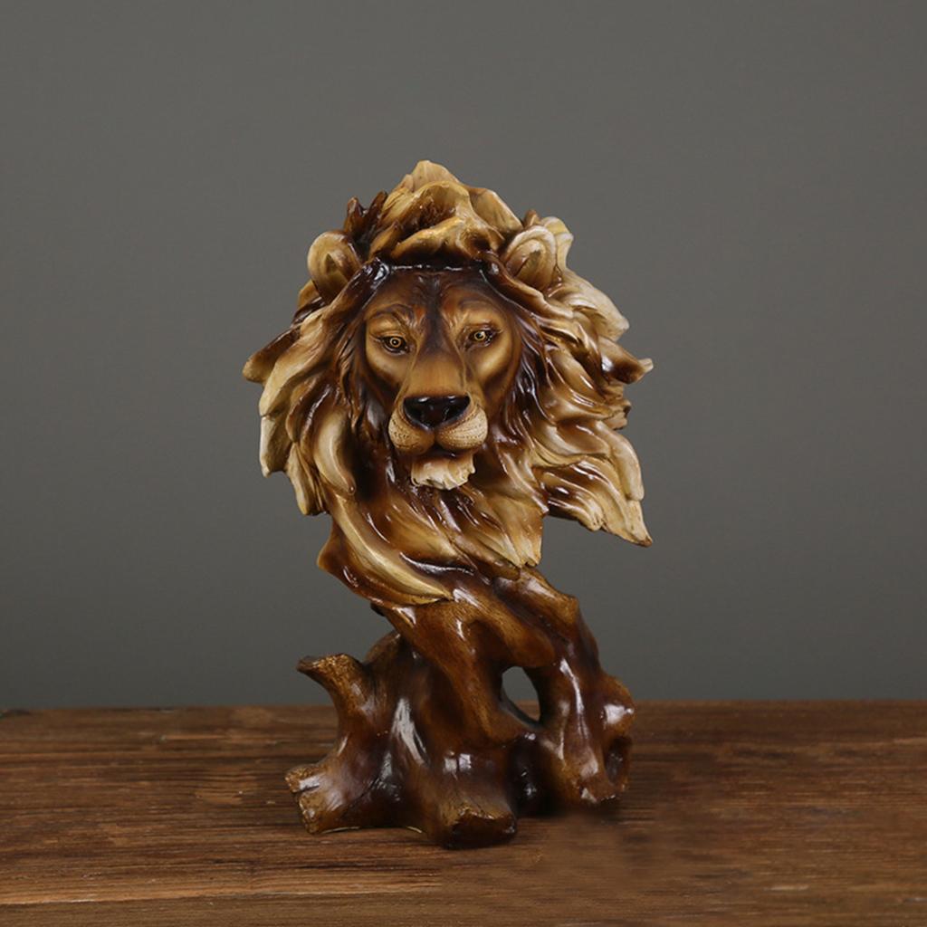 2x Animal Head Statue Decoration Desktop Figurine Retro Sculpture Gift