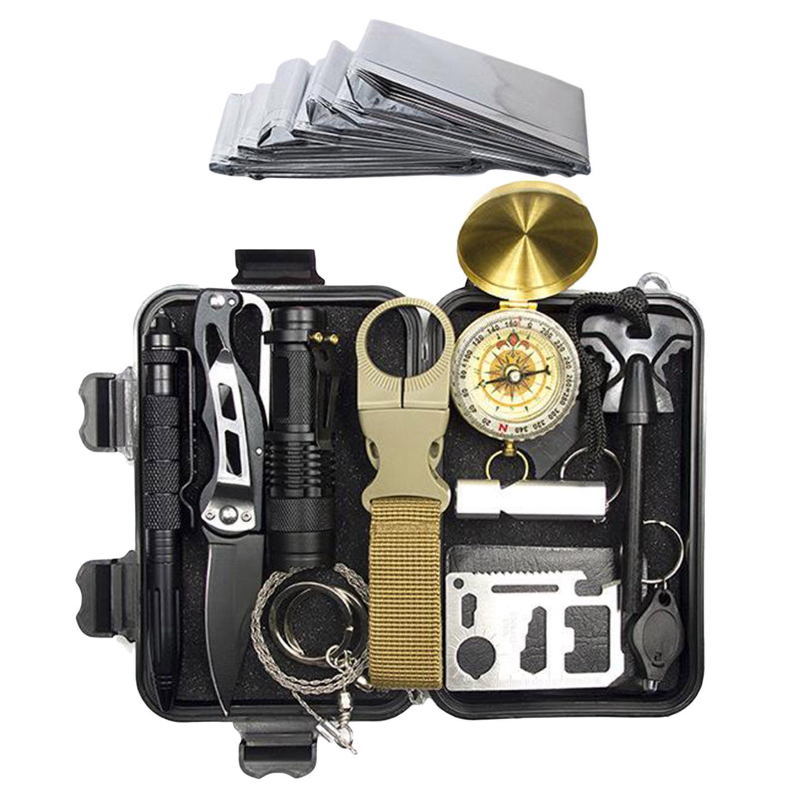 Outdoor Survival Gear Kit 13 in 1 Camping Hunting SOS Tools Set Box