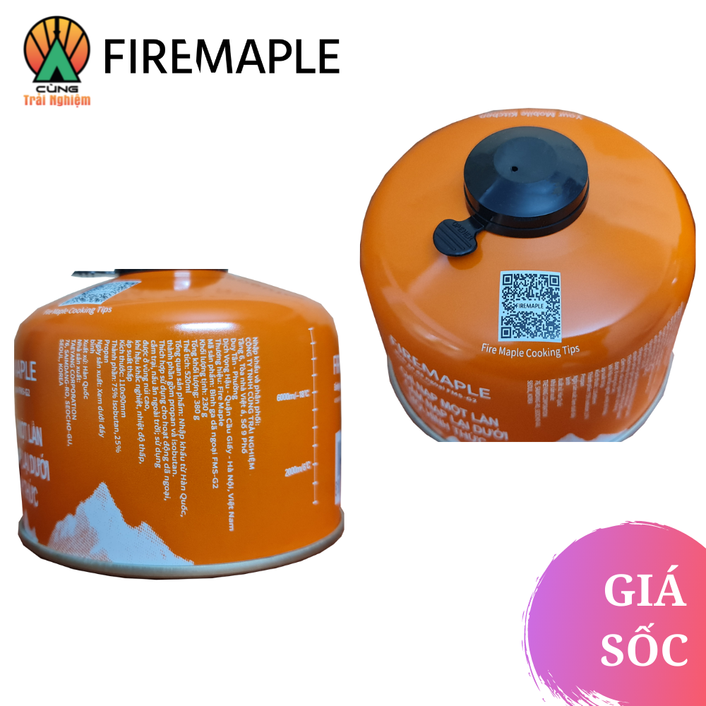 Lon Gas Du Lịch Chuyên Dụng Dã Ngoại Fire Maple FMS-G2 520ml Cho Hoạt Động Nấu Ăn Ngoài Trời