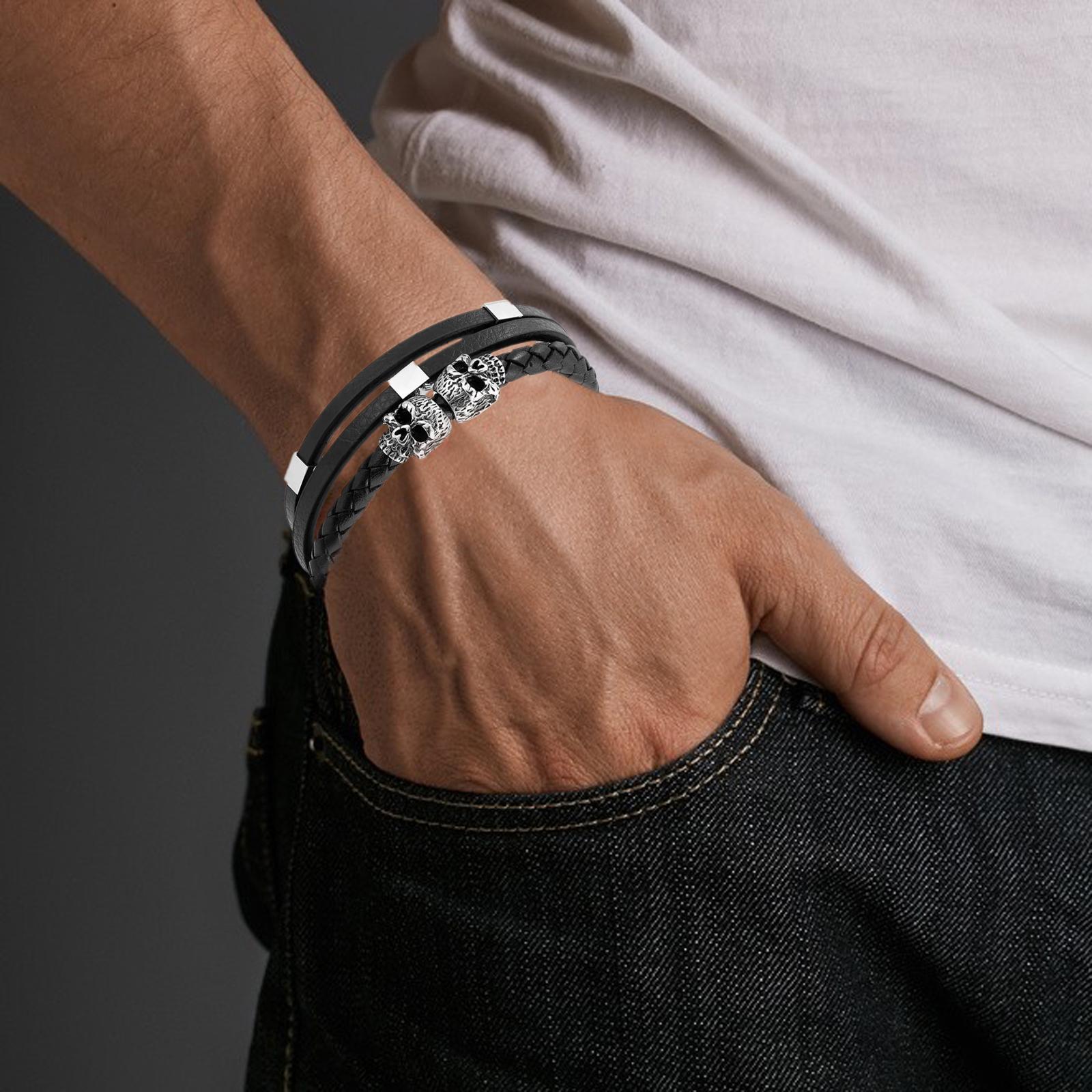 Punk Bracelet Titanium PU Leather