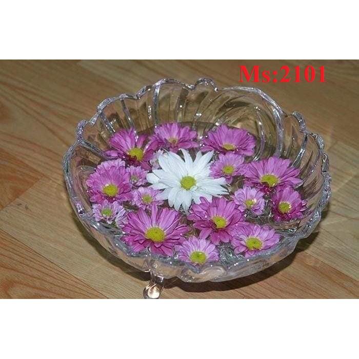 2101-Đĩa thủy tinh 3 chân trắng