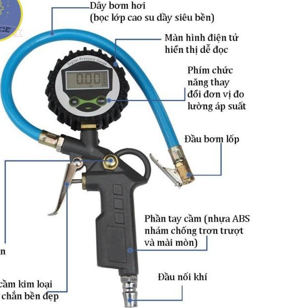 Đồng hồ bơm lốp xe có màn hình đồng hồ điện tử đo áp suất lốp 