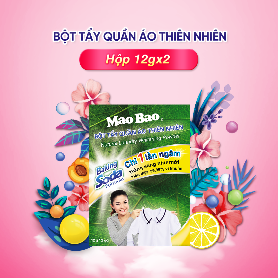 Bột Tẩy Quần Áo Thiên Nhiên Mao Bao chứa Baking Soda (12g x 2 gói)