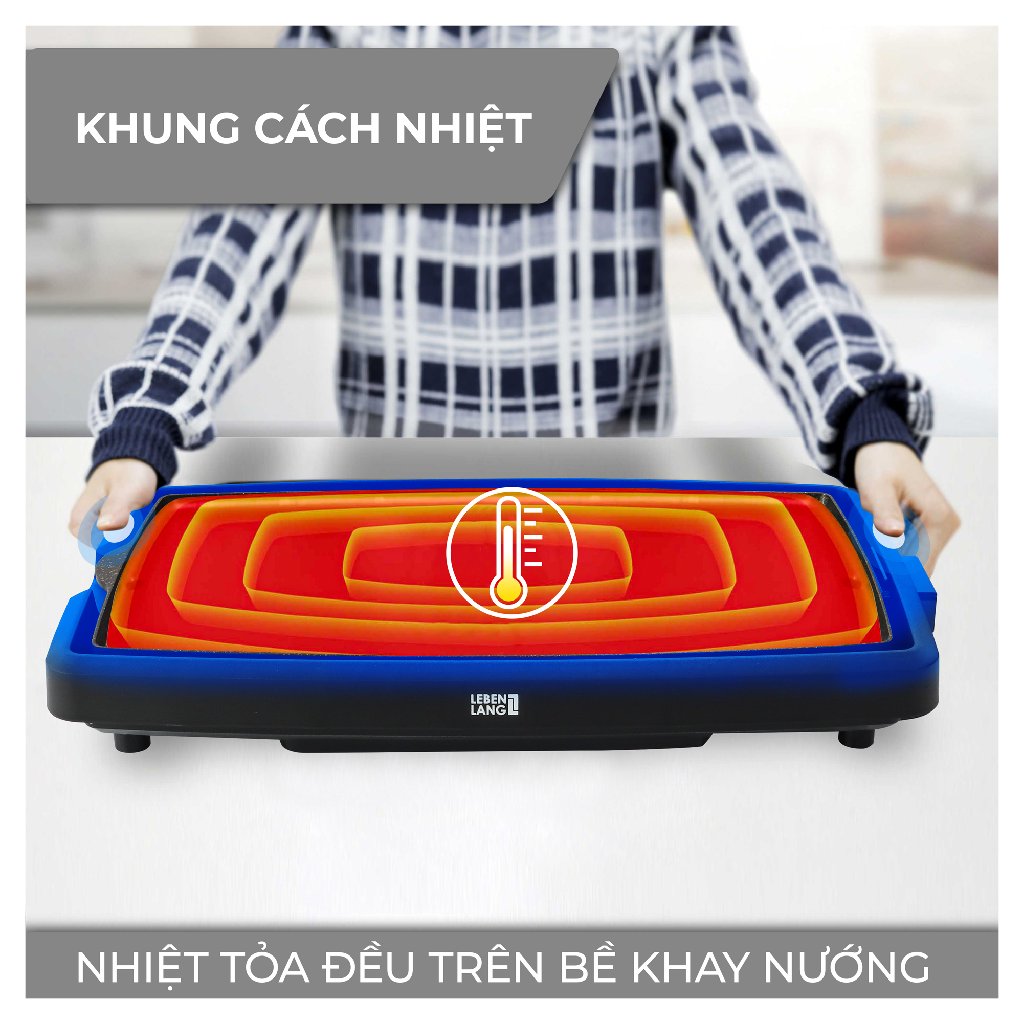 Bếp nướng điện không khói LEBENLANG LBDD5656, công suất 1800W, khay tháo rời tiện nghi vệ sinh - hàng chính hãng