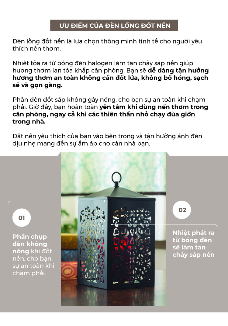 Đèn lồng đốt nến Scroll Lantern Black