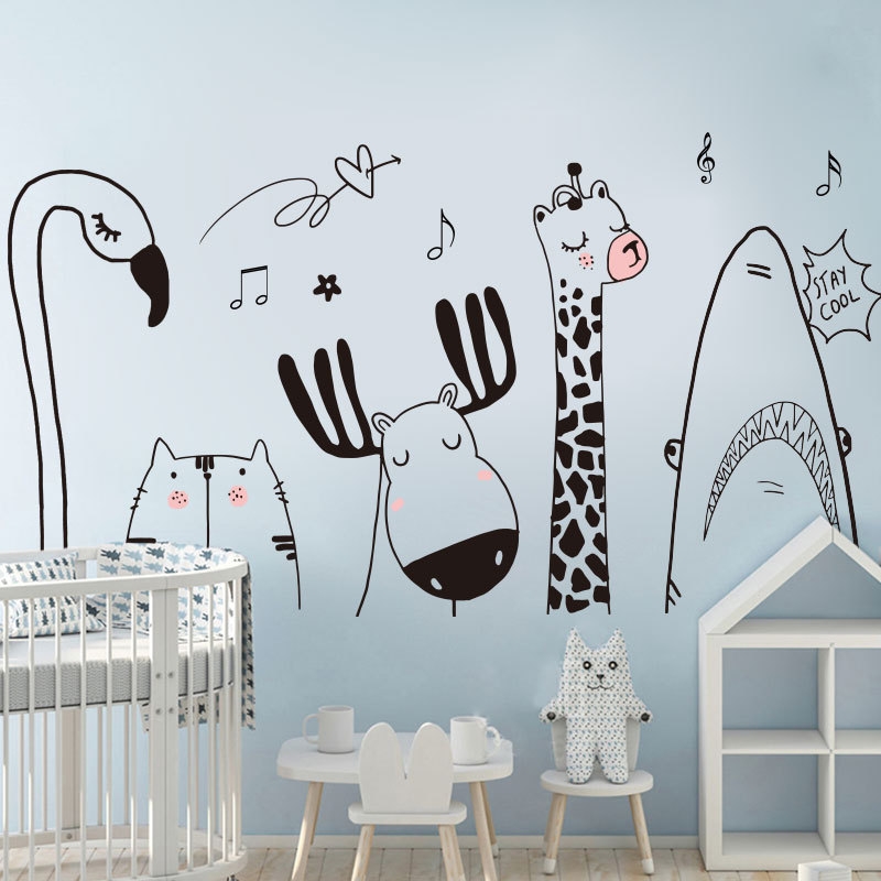 Decal dán tường vườn thú hoạt hình Trang trí phòng cho bé đẹp