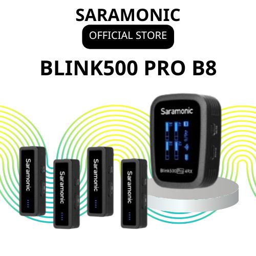 Bộ micro thu âm không dây Saramonic Blink 500 Pro B8 - 4 Mic - Kết nối đa thiết bị - Pin 8 giờ - Hàng chính hãng