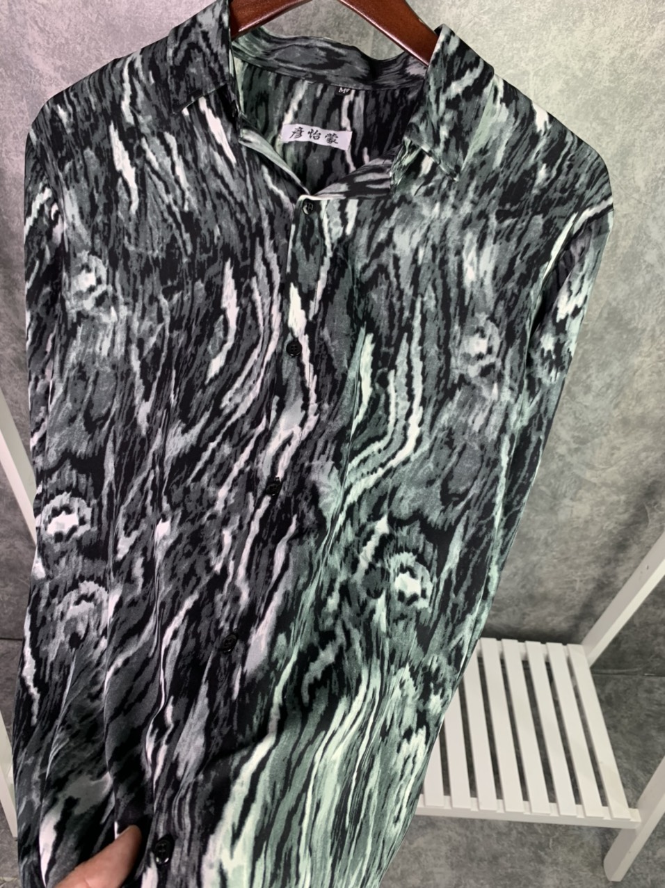 áo sơ mi nam dài tay họa tiết form rộng vải lụa cao cấp S3