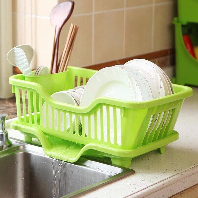 Rổ úp chén dĩa bằng nhựa có khay thoát nước