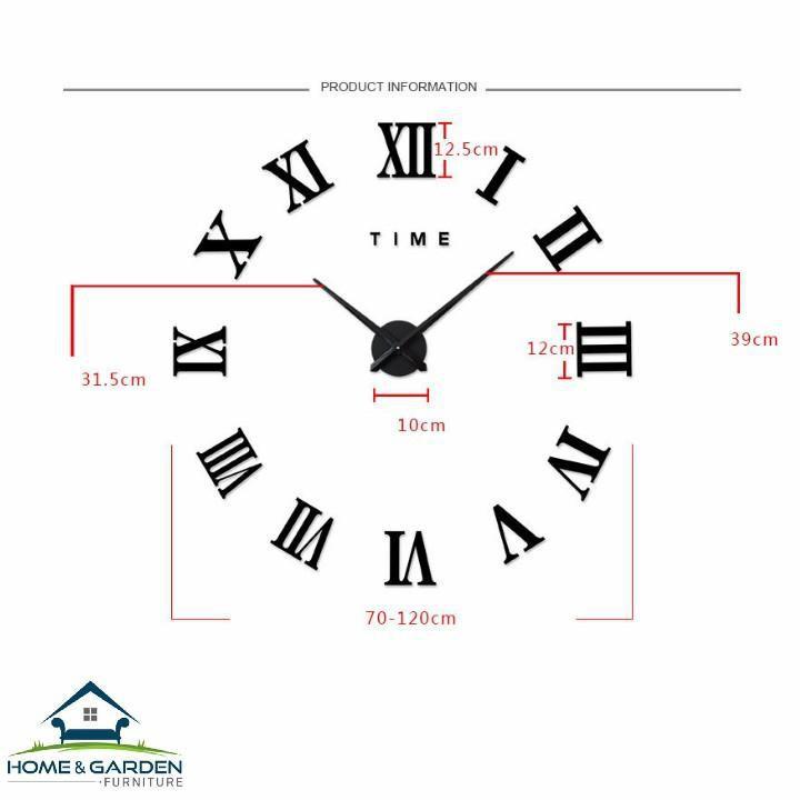 Đồng hồ dán tường DIY la mã ( Đen / Trắng / Vàng Gold