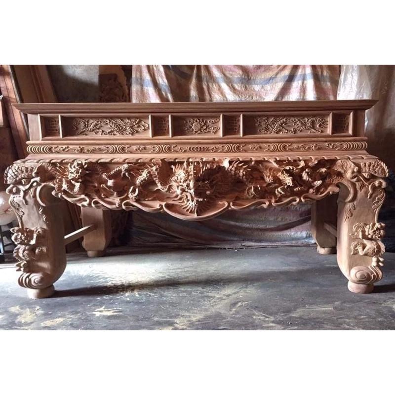 Sập thờ tứ linh gỗ gụ lào chân 20cm