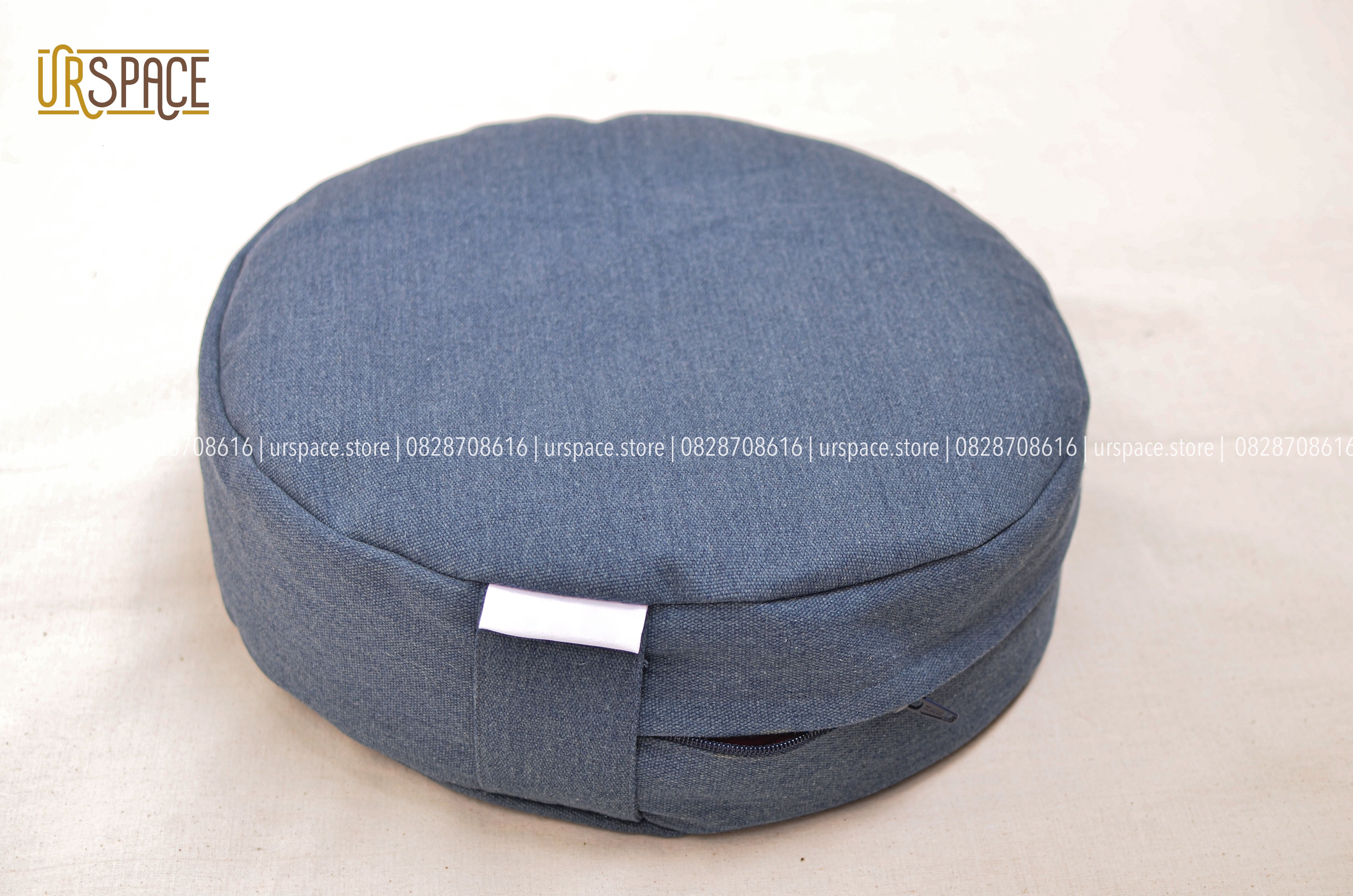 Bồ đoàn vỏ đậu, gồi ngồi thiền, tập yoga/ Green bean meditation cushion, round shape, yellow color