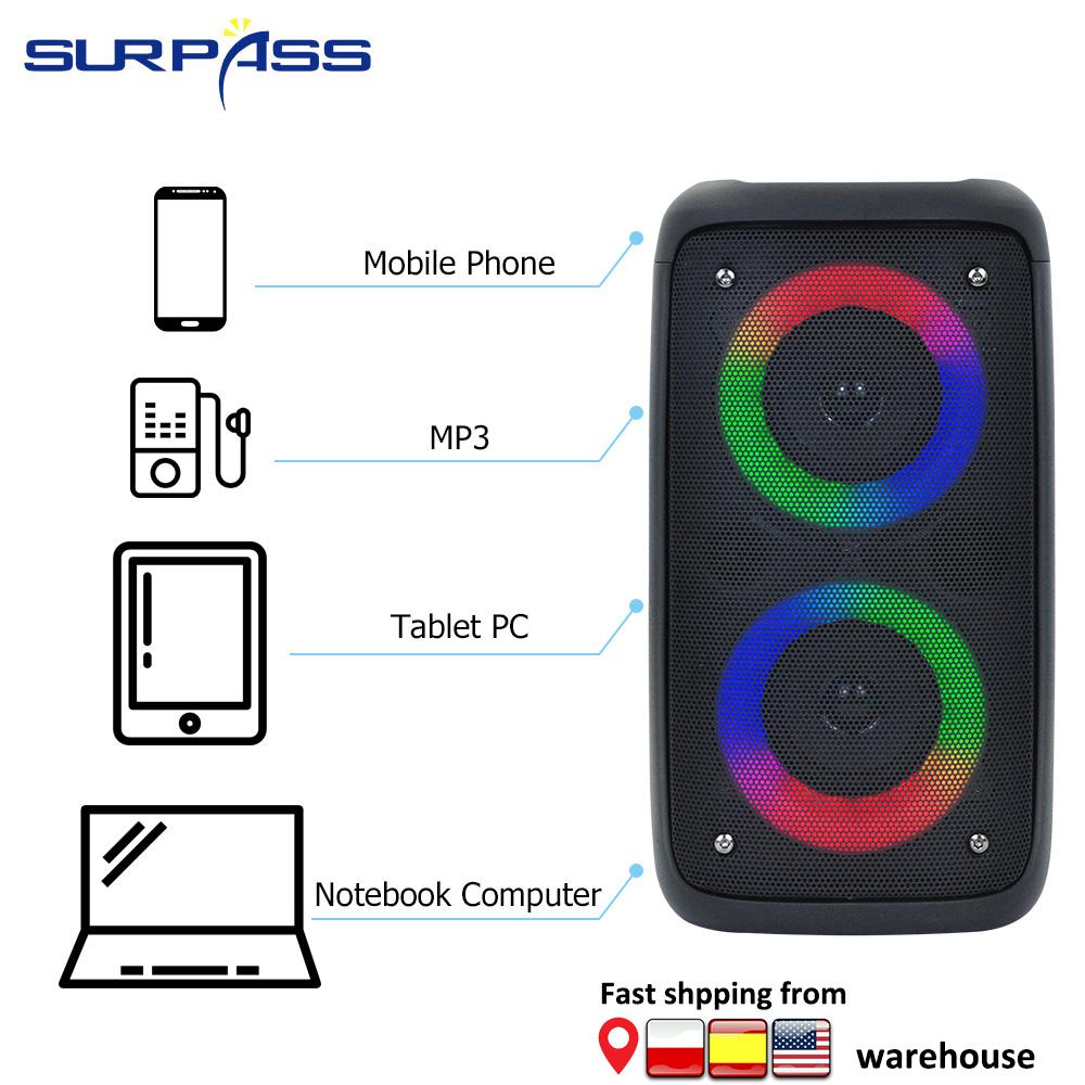 Loa di động Không dây Tương thích Bluetooth Loa ngoài trời Công suất 20W Âm thanh nổi vòm Spk Hỗ trợ Đài FM Thẻ Micro SD Màu sắc: Loa di động