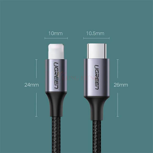 Cáp dành cho iP Ugreen M/M Cable Aluminum Shell Braided US304 - Hàng chính hãng