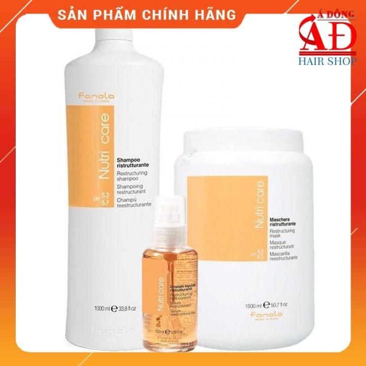 Combo Bộ gội ủ serum Nutricare Fanola Nourishing dưỡng tóc siêu mượt chính hãng Ý New