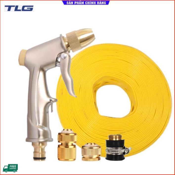 Rửa xe tưới cây Bộ dây và vòi xịt tăng áp lực nước 300% loại 25m cút đồng,nối đồng 206701-1