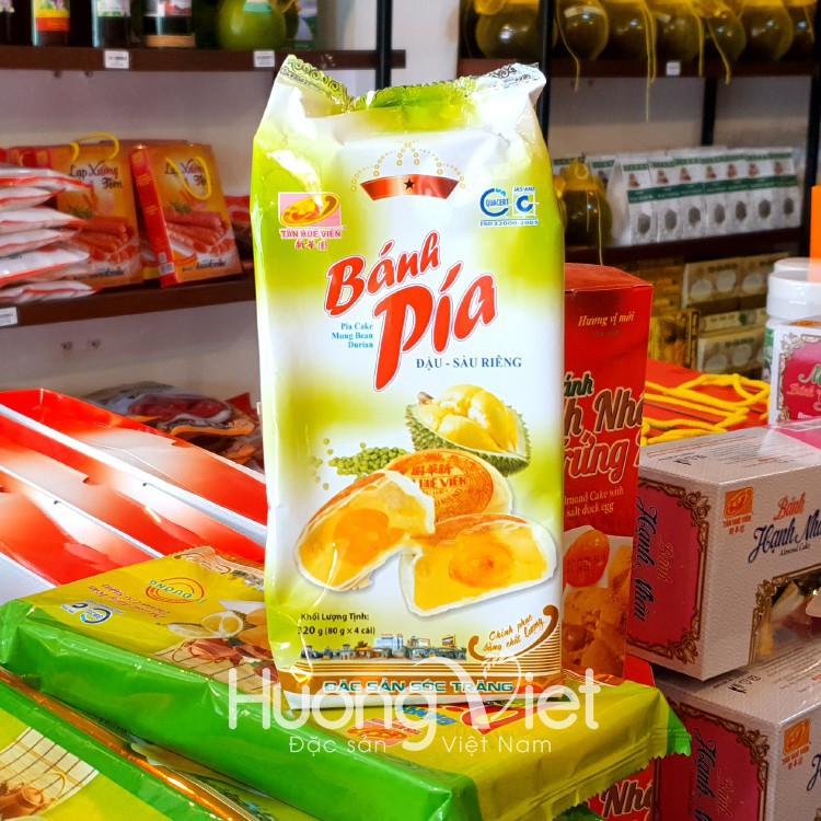 Bánh pía đậu xanh sầu riêng trứng muối Tân Huê Viên 320g, bánh pía Sóc Trăng chính hãng