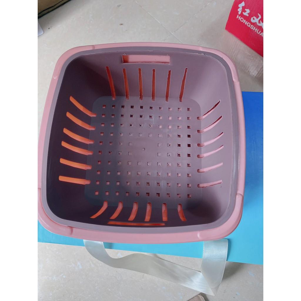 Rổ kèm thau đựng hoa quả có nắp đậy