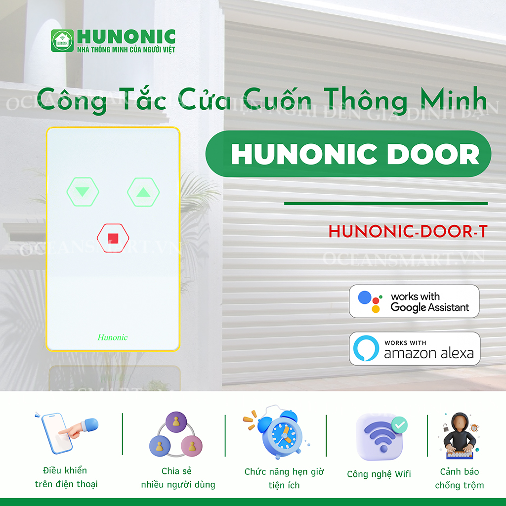 Công Tắc Cửa Cuốn Thông Minh Hunonic Door, Công Tắc Cửa Cuốn Điều Khiển Từ Xa Bằng Điện Thoại - HNDOOR