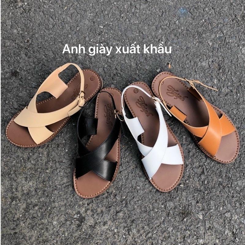 SD33 - Sandal quai chéo da lì VNXK cực êm mềm( ảnh thật, kèm video)