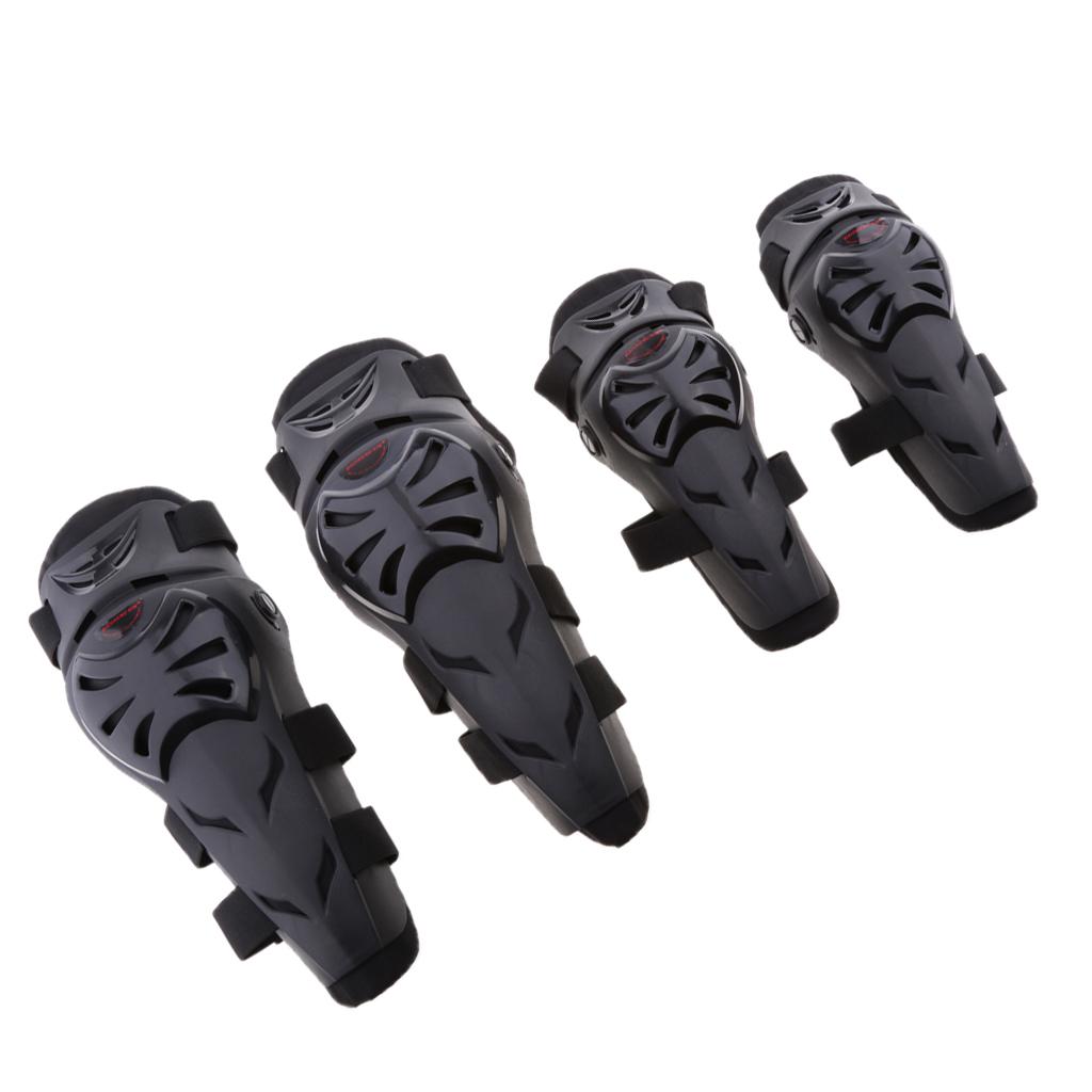 4Pieces Motorcycle Motocross Cycling Elbow and Knee Pads Protector Guard Armors Set Black