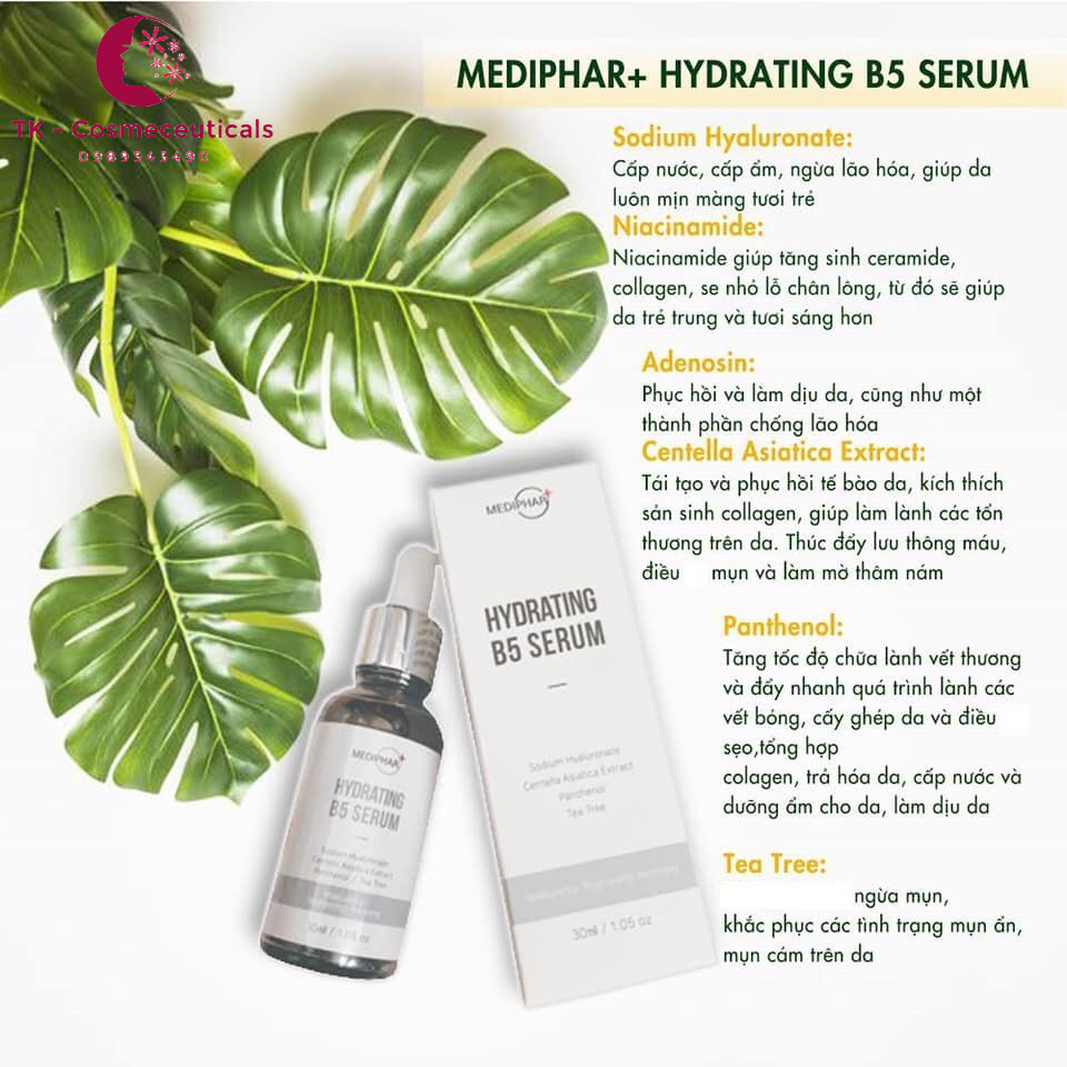 Serum Dưỡng Cấp Ẩm Phục Hồi Trắng Sáng Da Mờ Thâm Sạm Nám Cấp Nước Giảm Lão Hóa Da MEDIPHAR+ HYDRATING B5 30ml