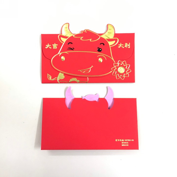 Set 3 bao lì xì con trâu 3D cute nhũ vàng (Mẫu 1), dùng để đựng thiệp chúc, tiền lì xì, mừng tuổi dễ thương và ý nghĩa - TMT Collection.com - SP005139