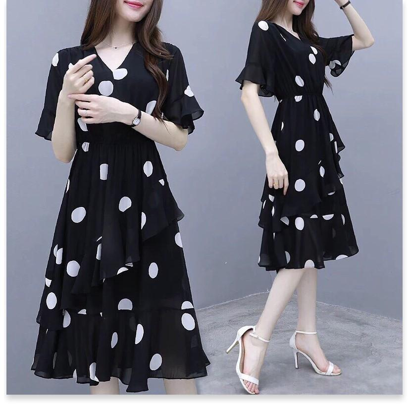 ĐẦM VOAN LỤA CHẤM BI - XẾP TẦNG