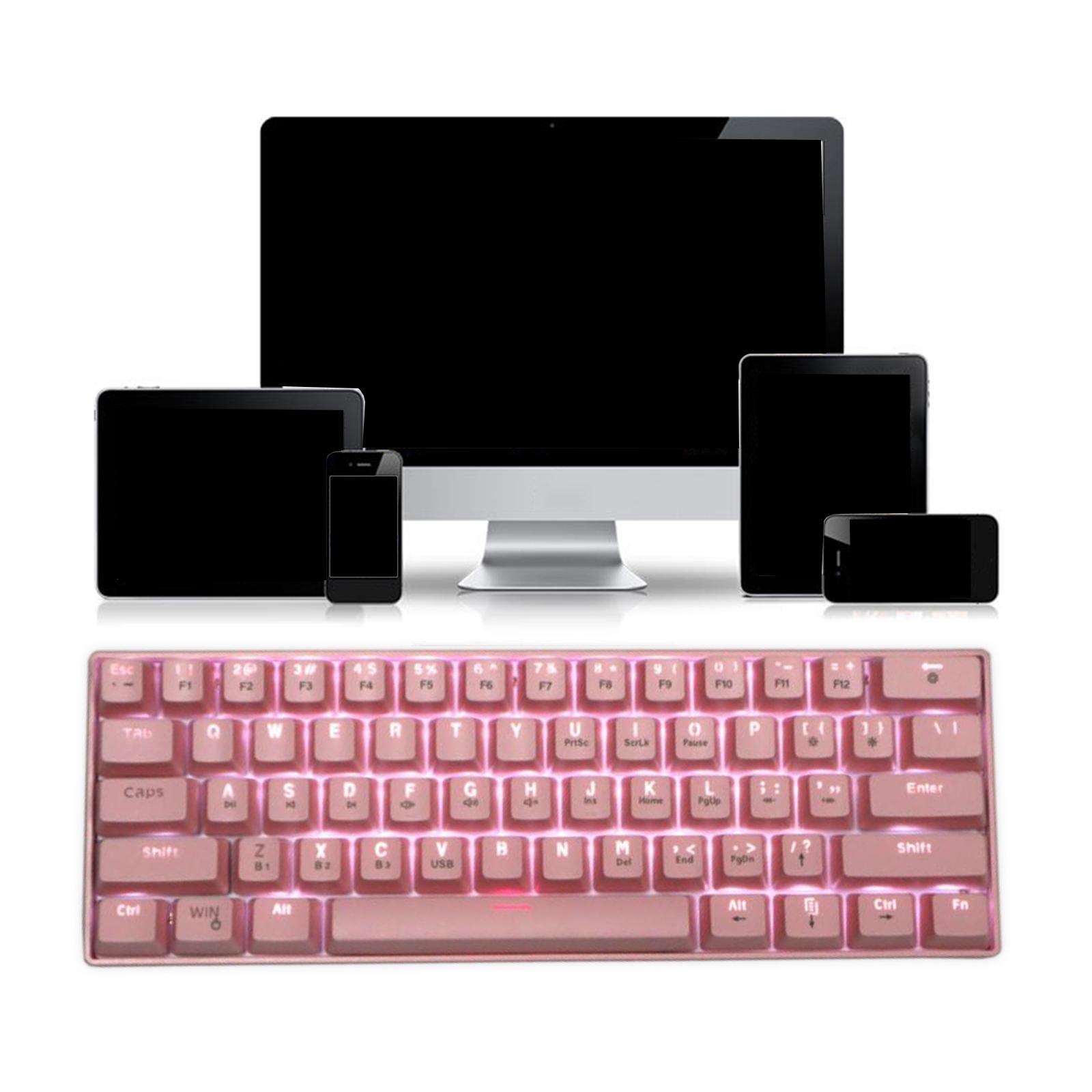 Mechanical Gaming Keyboard Backlit Axis Multi Color RGB for Linux Pink