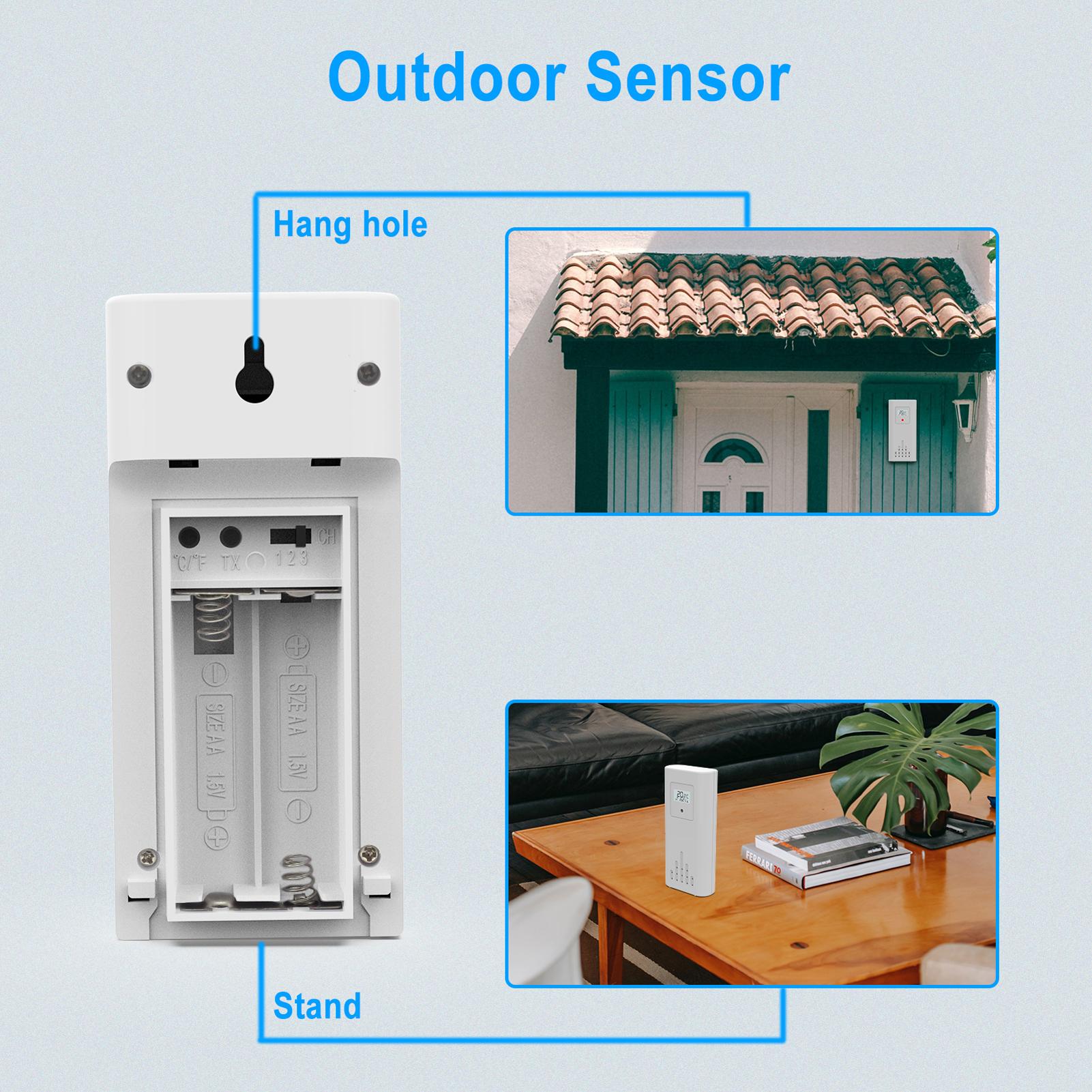 Indoor Outdoor Temperature Humidity Meter Color Touchable Screen with Backlight Time Alarm Snooze Function Household Desktop Multifunction Temperature Humidity Meter ℃ ℉ Switch History Data Viewing