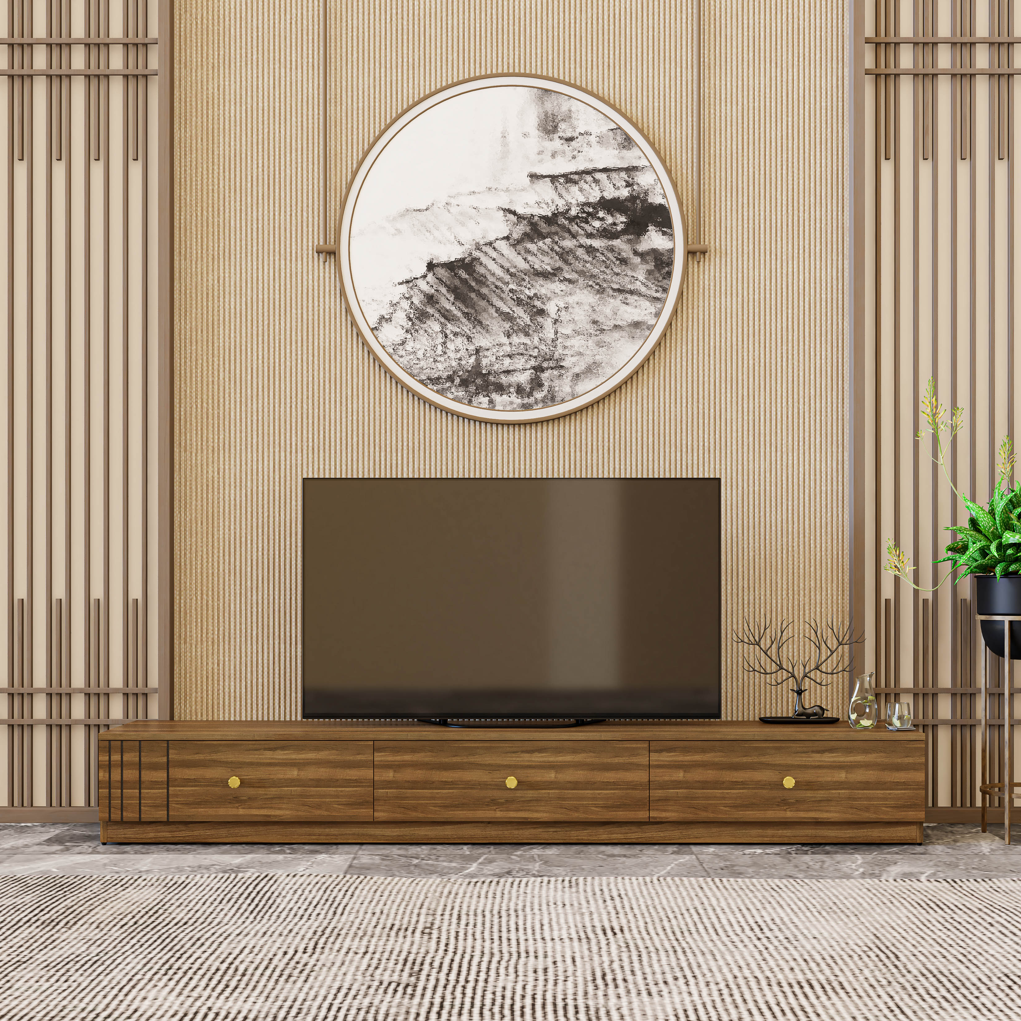 JOVIE, Kệ TV 3 ngăn kéo , 210cm x 40cm x 28cm , KTV_042