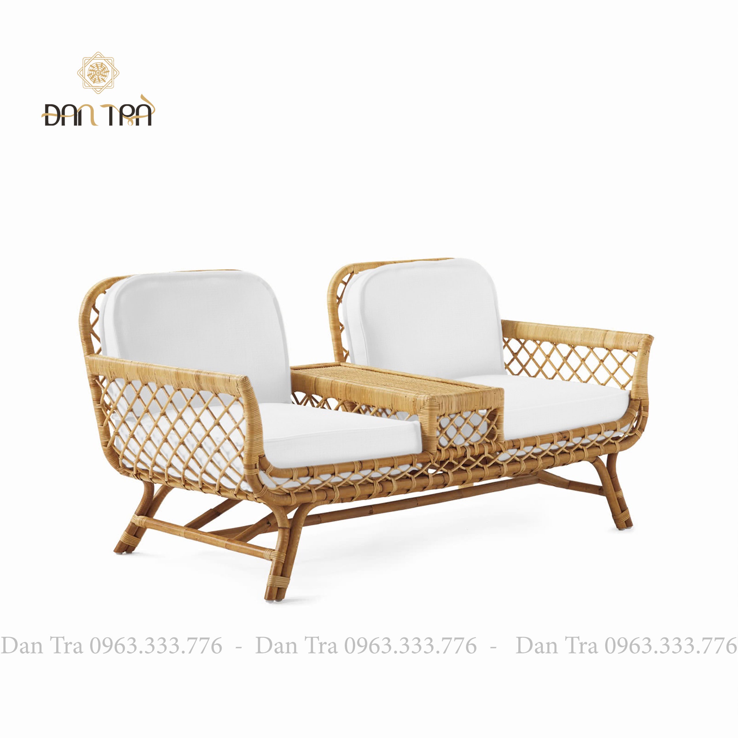 Ghế Sofa Mây Vintage 3 In1, Ghế Băng Mây Đôi 2 Người, Ghế Salon Mây Thư Giãn, Bàn Ghế Mây Tre ĐAN TRÀ