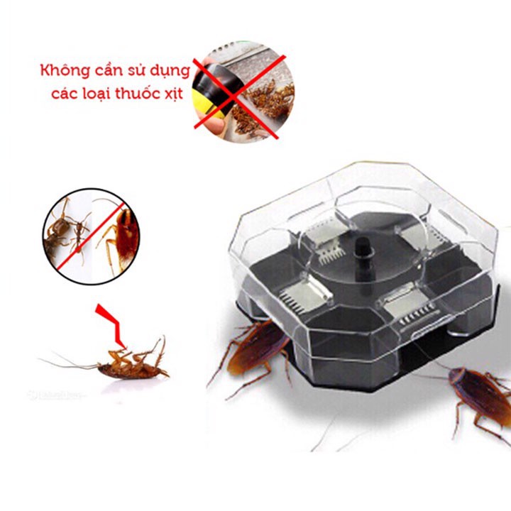 Hộp Bẫy Gián Thông Minh Không Hóa Chất Kèm 2 Bịch Mồi, Máy Bắt Gián Thế Hệ Mới Nhỏ Gọn Siêu Hiệu Quả Cho Nhà Bạn