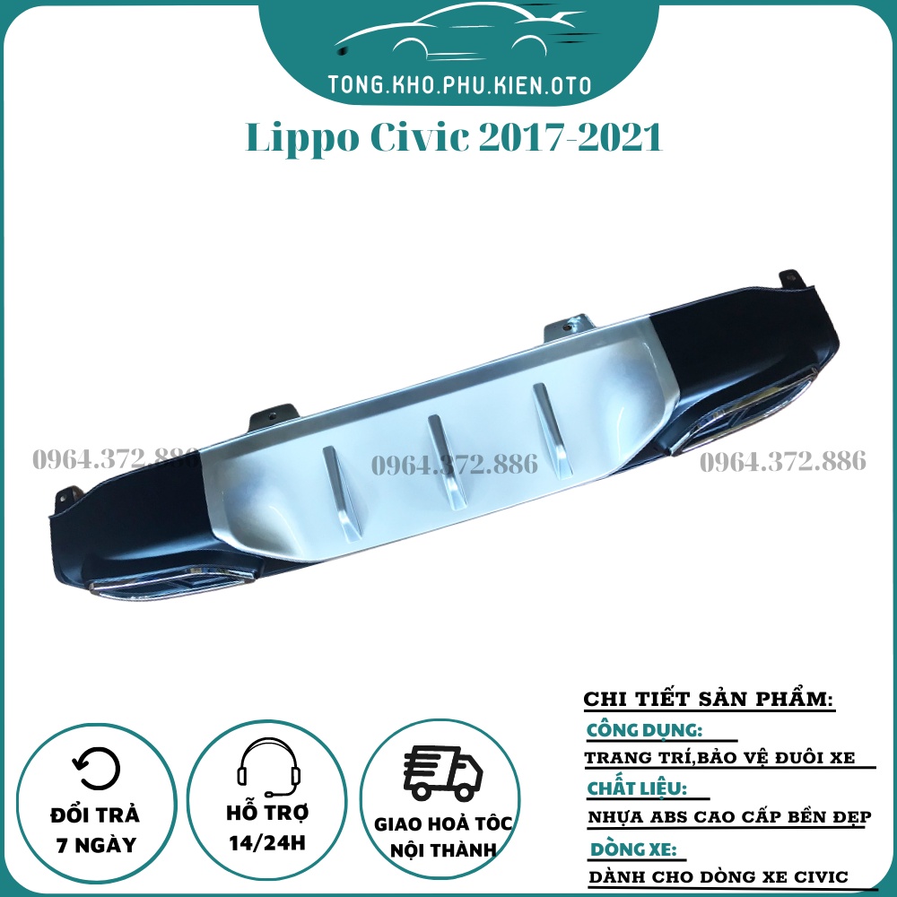 Lip Chia Pô, Lippo, líp pô Xe Honda Civic 2017-2021 kiểu dáng Mercedes - 2 pô