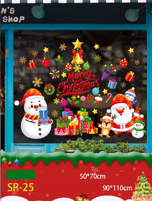 Decal trang trí Noel hít tĩnh điện - Cùng nhau phát quà cùng những người bạn