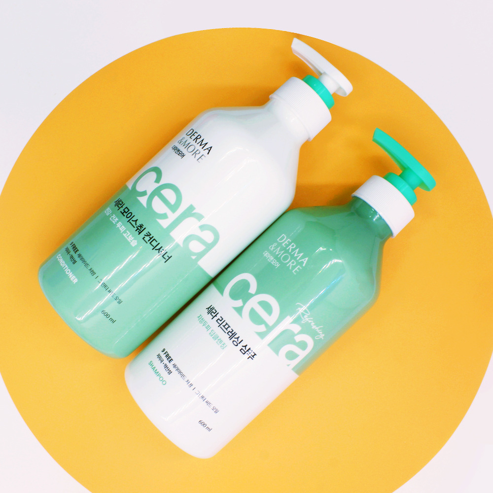 Bộ dầu gội và dầu xả phục hồi tóc hư tổn Derma & More giảm gãy rụng, dưỡng tóc bóng khỏe cho da đầu nhạy cảm 600ml