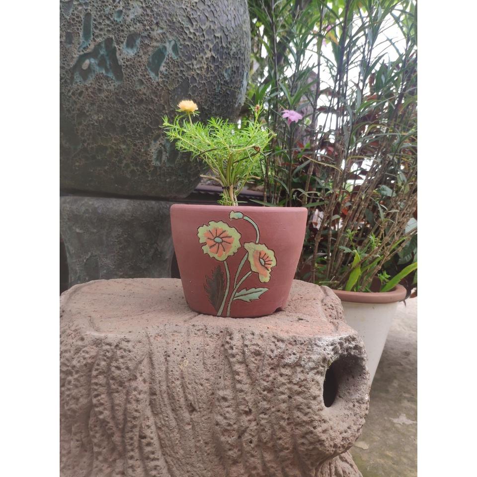 Set 3 chậu cây gốm Hoa hướng dương