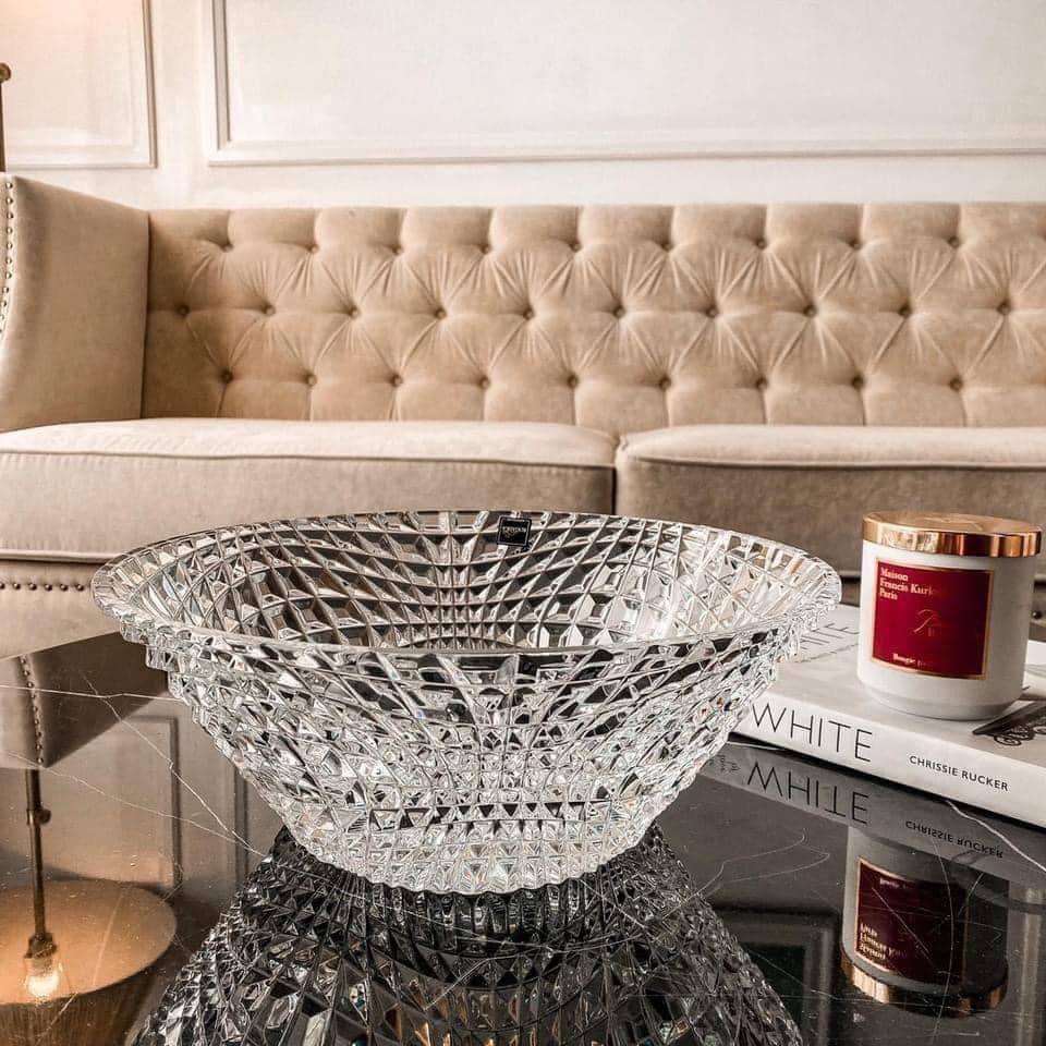 Bát Pha Lê Cao Cấp Rogaska Diamond, Âu Pha Lê Đựng Salad, Hoa Quả, Khay Thủy Tinh Đẹp, Cao 35cm, Nhập Đức