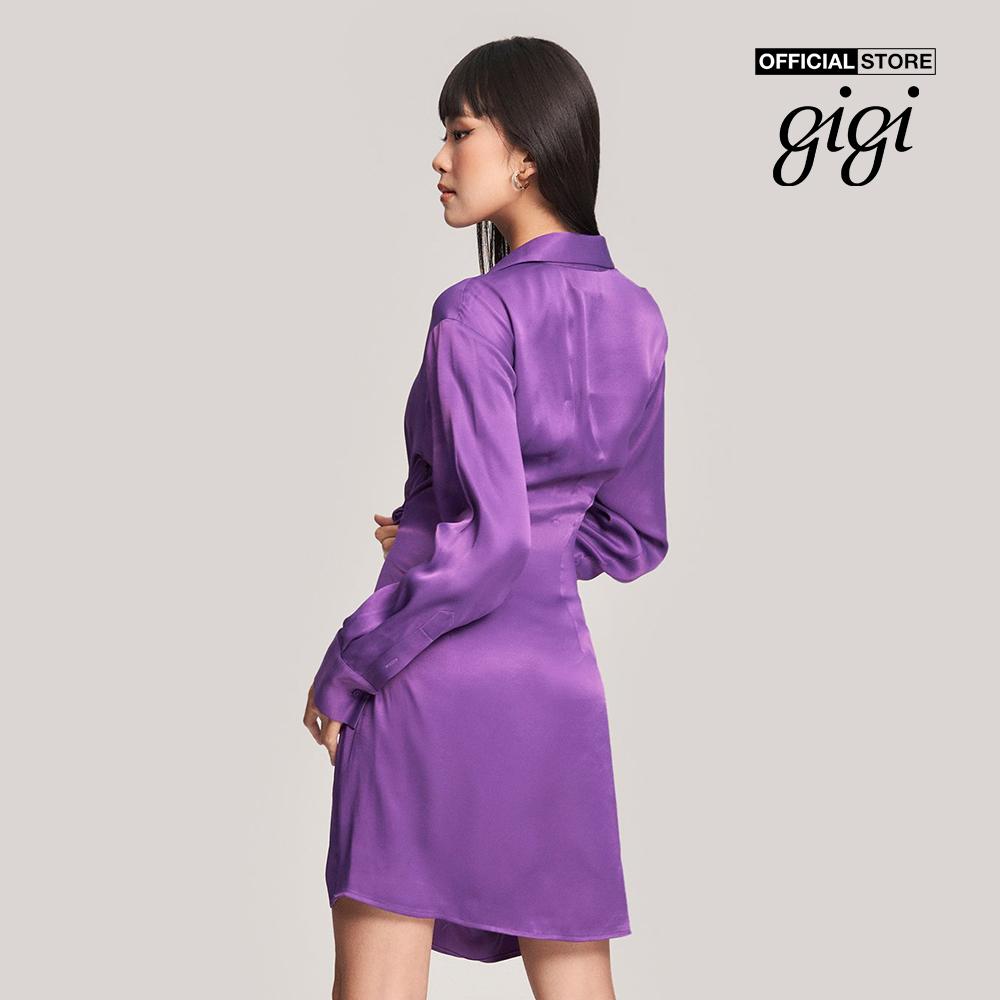 GIGI - Đầm mini tay dài cổ bẻ xoắn eo nữ tính G2107D222103