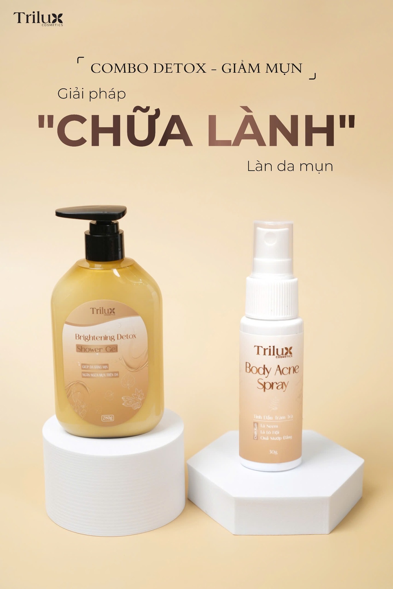 Xịt Mụn Lưng, Xịt Mụn Body Trilux, Giúp Mờ Thâm Sáng Da Lọ 30ml